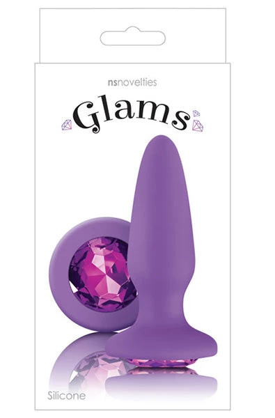 NS Novelties What's New Glams Silicone Butt Plug In Purple 2 NS Novelties What's New Glams Silicone Butt Plug In Purple