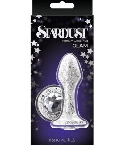 NS Novelties Stardust Glam White Glass Butt Plug