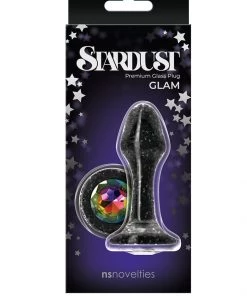 NS Novelties Stardust Glam Black Glass Butt Plug