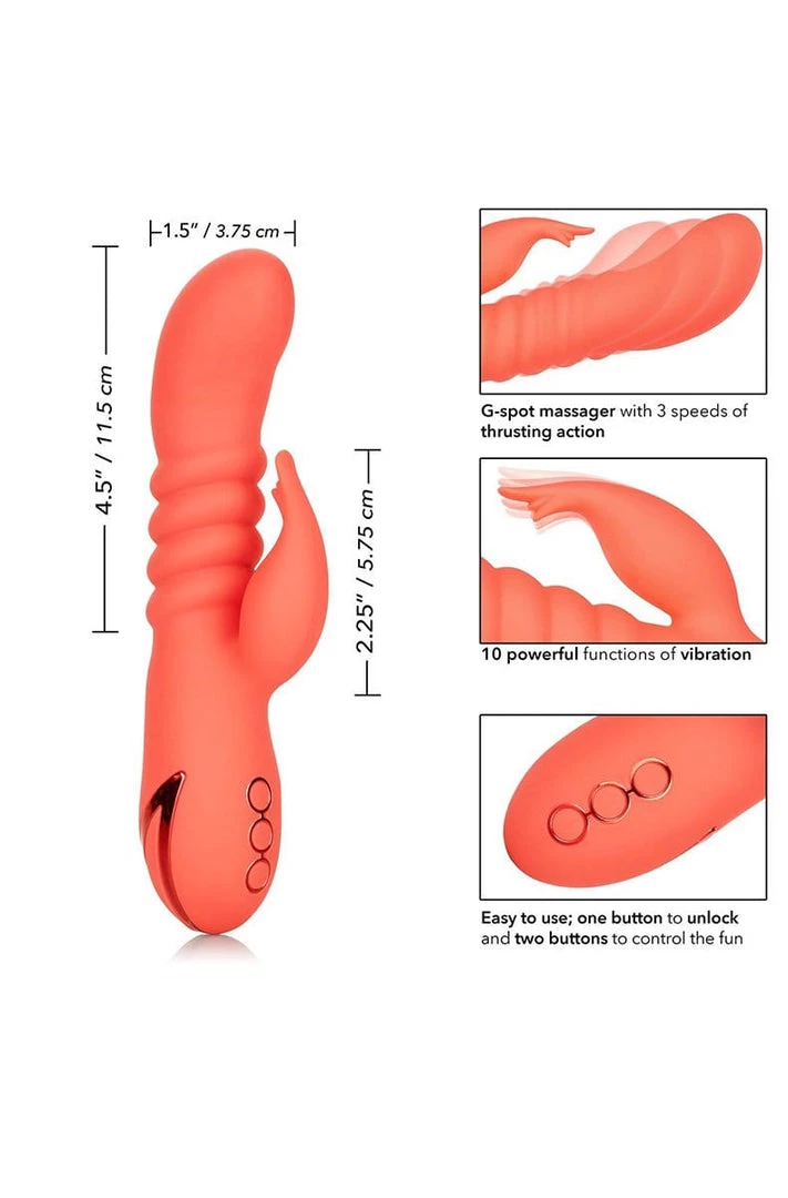 California Exotic Novelties What's New California Dreaming Orange County Cutie Thrusting Rabbit Vibrator 3 California Exotic Novelties What's New California Dreaming Orange County Cutie Thrusting Rabbit Vibrator