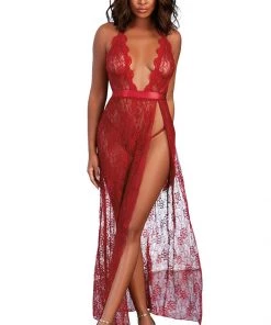 * Lace Dress In Garnet