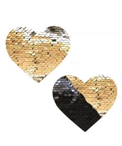 Neva Nude Athena Gold & Black Sequin I Heart U Pasties What's New