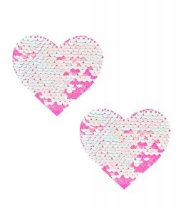 Neva Nude What's New Aurora Light Pink Flip Sequin I Heart U Nipztix Pasties