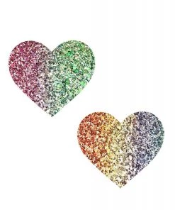 Neva Nude Super Sparkle Rock Kandi Multicolor Glitter Heart Pasties