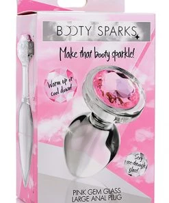 Booty Sparks Large Glass Pink Gem Butt Plug What's New