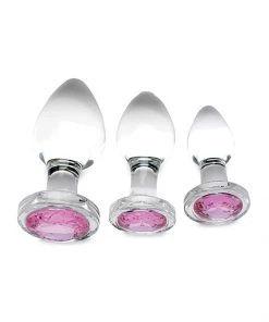 Booty Sparks Glass Pink Gem Butt Plug Set What's New