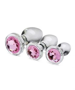 Booty Sparks Glass Pink Gem Butt Plug Set What's New