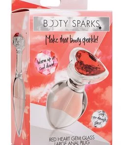 Booty Sparks What's New Large Glass Red Heart Gem Butt Plug