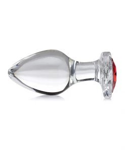 Booty Sparks What's New Large Glass Red Heart Gem Butt Plug