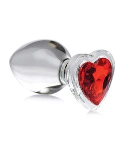 Booty Sparks What's New Large Glass Red Heart Gem Butt Plug