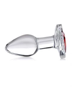 Booty Sparks What's New Small Glass Red Heart Gem Butt Plug
