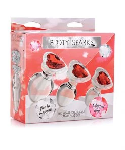 Booty Sparks Red Heart Glass Butt Plug Set What's New