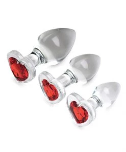 Booty Sparks Red Heart Glass Butt Plug Set What's New