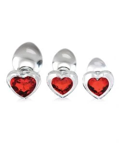 Booty Sparks Red Heart Glass Butt Plug Set What's New