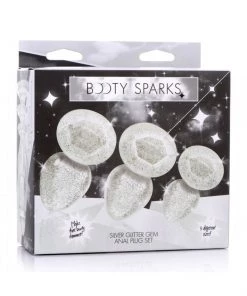 Booty Sparks Silver Glitter Butt Plug Set