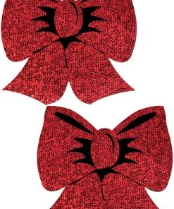 Pastease Brand Pasties Holographic Red Bows Pasties