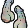 Pastease Brand Pasties Holographic Silver Dick Pasties