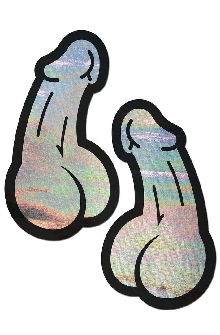 Pastease Brand Pasties Holographic Silver Dick Pasties 1 Pastease Brand Pasties Holographic Silver Dick Pasties