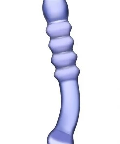 Purple Rain Ribbed Glass Dildo