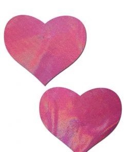 Pastease Brand Pasties What's New Holographic Bubblegum Pink Heart Pasties