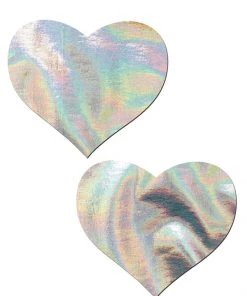 Pastease Brand Pasties What's New Love: Silver Holographic Heart Pasties