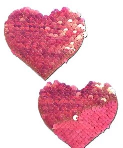 Pastease Brand Pasties Hot Pink Color Changing Sequin Heart Pasties What's New