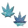 Pastease Brand Pasties Unicorn Blue Pink Flip Sequin Pot Leaf Pasties
