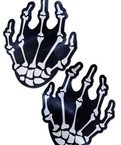Pastease Brand Pasties White Boney Skeleton Hands On Black Pasties What's New