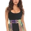 * Rainbow Holo Fringe Mini Skirt