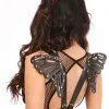 * Black/Gold Vegan Leather Small Butterfly Wing Body Harness